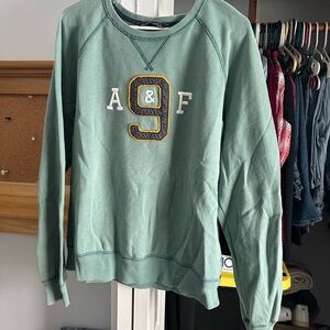 Abercrombie & Fitch Sage Green Crewneck Sweatshirt with Embroidered '9'